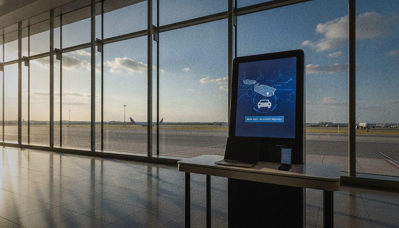 Cliente che prenota online un'auto a noleggio senza deposito prima del volo per Malta