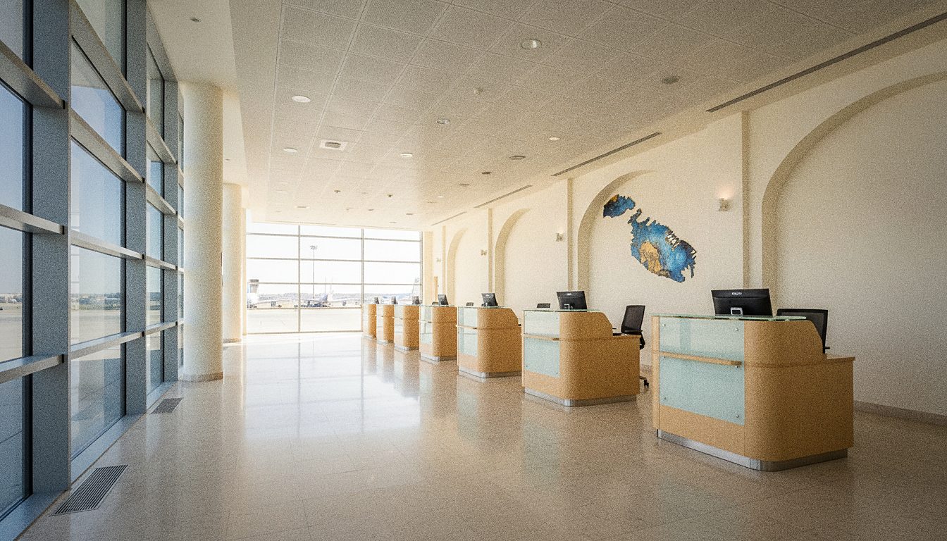 Banco noleggio auto nell'area arrivi dell'Aeroporto Internazionale di Malta