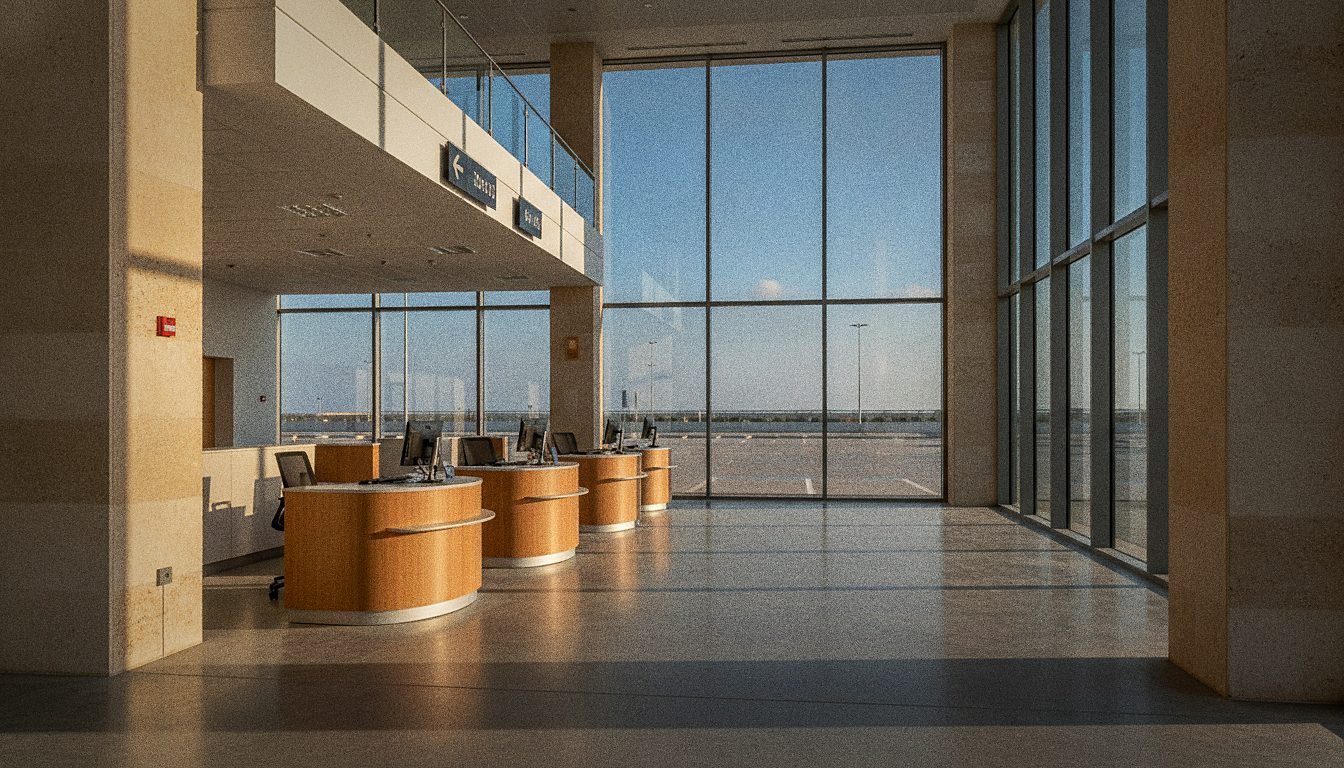 Banchi di noleggio auto al Park East Car Rental Centre dell'aeroporto di Malta